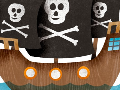 Pirate Series - The Ship grunge illustration pirate stippling texture wood