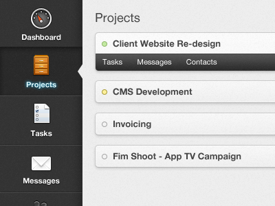 Project Management Webapp list navigation ui webapp