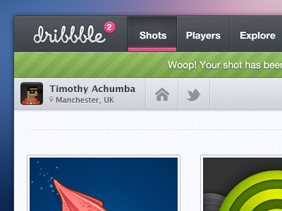 Dribbble App app dribbble green photoshop pink shots ui user interface