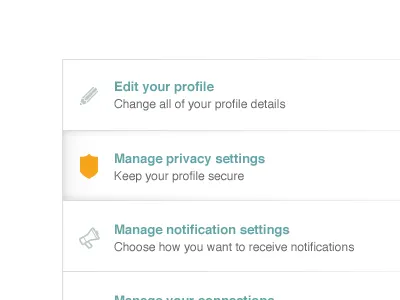 Settings Navigation green nav navigation orange shadow subtle ui white