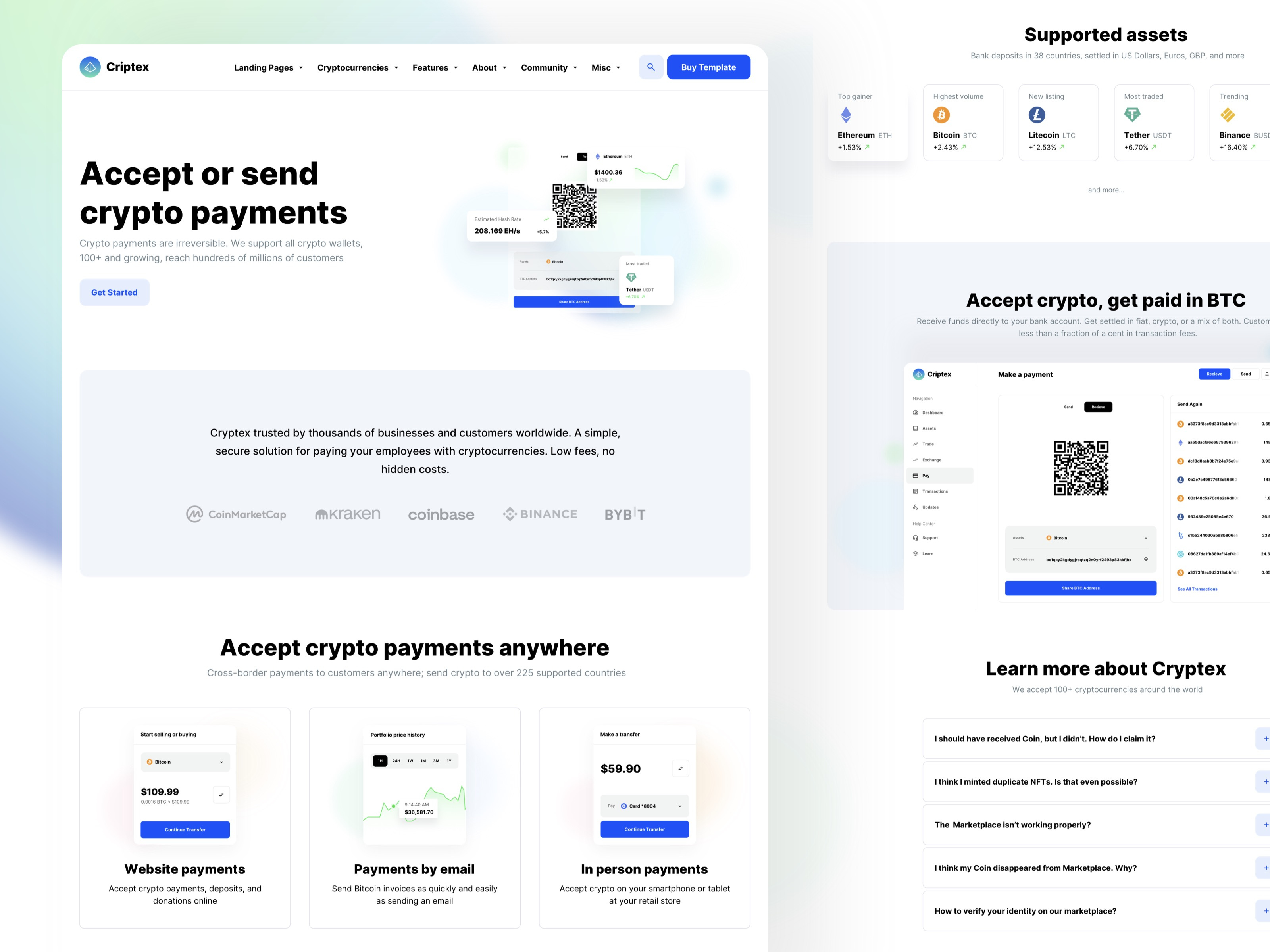 Crypto Payments website template by WhiteUI.Store on Dribbble