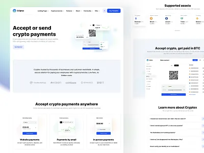 Crypto Payments website template accept crypto bitcoin btc coin crypto cryptocurrency defi eth fintech framer template inspiration landing page design memcoin nocode template pay pay with crypto payments web design website template