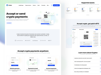 Crypto Payments website template accept crypto bitcoin btc coin crypto cryptocurrency defi eth fintech framer template inspiration landing page design memcoin nocode template pay pay with crypto payments web design website template