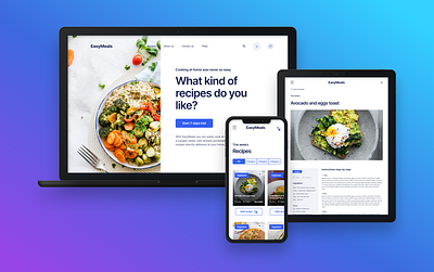 Website | EasyMeal blog branding cooking landing recipe responsive website