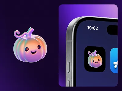 Cute 3D Pumpkin App Icon 3d 3d icon adorable ai character design cute art cute design digital art glow effect gradient halloween icons ios app logo design minimalist mobile app neon pastel colors pumpkin ui design