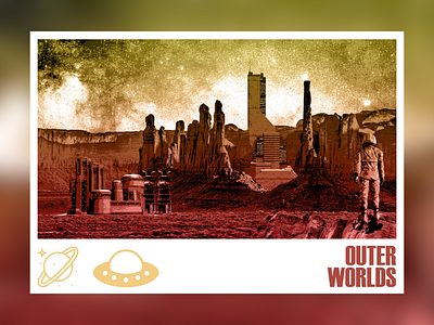 OuterWorlds branding design digital art digitalcollage graphic design illustration poster posterdesign scifi vintage