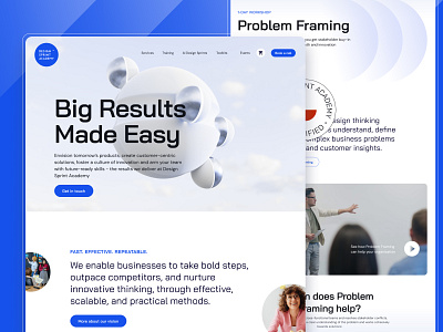 Design Sprint Academy Website blue branding landing page product design ui ui design ux design web web design website