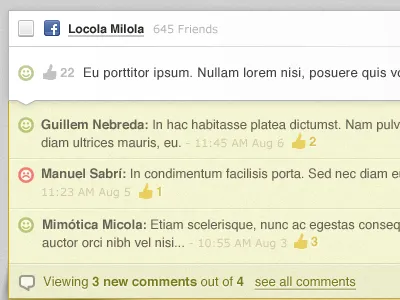 Comments actions comments likes ui
