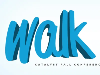"Walk" Conference Logo 3d blue typography