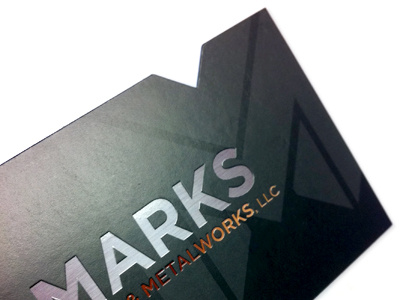 Marks Business Card - Front copper cut die letterpress masculine metal stainless