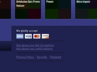 Some footer links credit cards footer links menu navigation utility