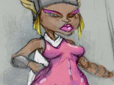 Roman's Revenge character design iphone color music nicki minaj pencil sketch