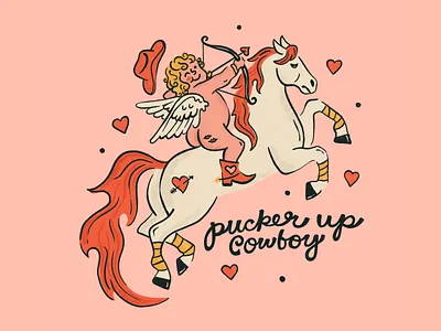 Wild West Valentines cowboy cowgirl cowpoke cupid horse illustration lettering procreate type valentines vintage western