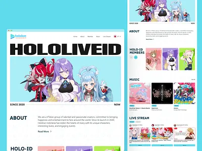 Hololive Indonesia Website - Design Concept Web agency landing page design concept hololive landing page redesign ui ui design vtuber vtuber agency web design