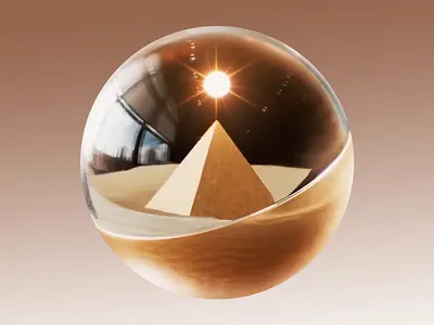 3D rendering of a transparent sphere 3d 3d animation 3d art 3d visual abstract design digital digital art geometric illustration landscape light modern pyramid refraction rendering sand sphere visual visual design