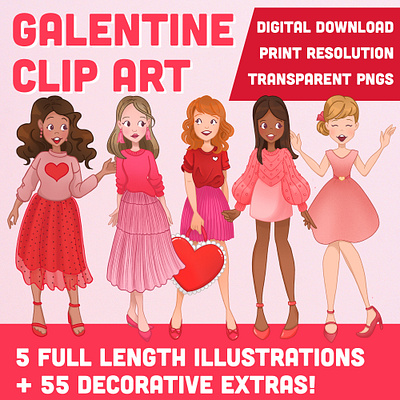 Galentine Clip Art & Printables galentine graphic design holiday illustration printables valentine