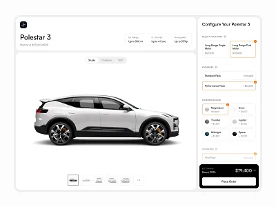 Polestar Concept app automotive configurator design interface polestar ui ux web