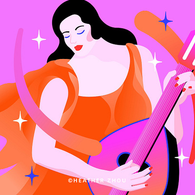 Music - Pink design digital art gradient graphic design illustration music musician people pink portrait vector vector art woman