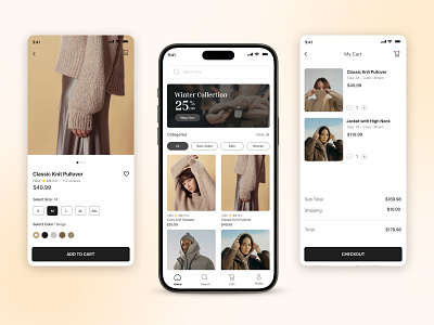 Fashion E-Commerce Mobile App add to cart adobexd branding e commerce app ecommerce app ecommerce business ecommerce shop fashion app fashion blog fashion brand fashion website figma ios iphone shopping app shopping cart ui uiux ux