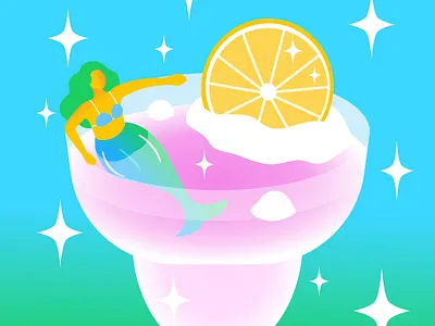 Mermaid & Lemonade cocktail dreamy drink fantasy fresh gradient graphic design green illustration lemon mermaid romantic summer surreal vacation vector