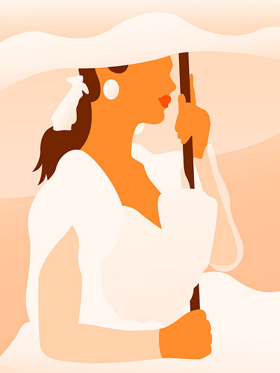 Minimal Portrait afternoon breeze digital art dress graphic graphic design illustration minimal minimalism peach fuzz portrait romantic spring sunny vector warm color woman