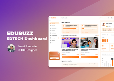 Edubuzz - A Modern EdTech Dashboard UI Design animation dashboard edtech design figma logo ui ui ux ux research