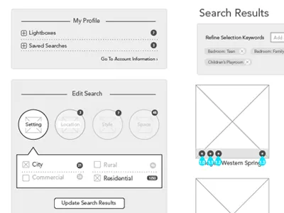 Wireframing Search Results filter search wireframe