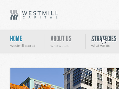 WestMill Capital main navigation navigation texture webdesign