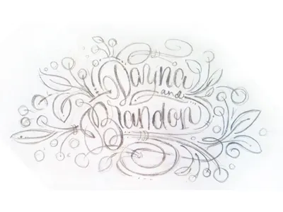 Dayna Brandon Monogram calligraphy graphite leaves monogram pencil sketch vine