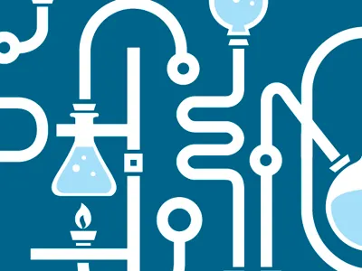 Science beaker blue bunson burner flame letter science type