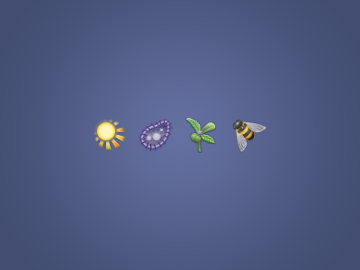 Nature Icons bee color icon nature protozoa set sprout sun