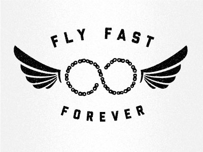 Fly Fast Forever bike cycling infinity logo wings