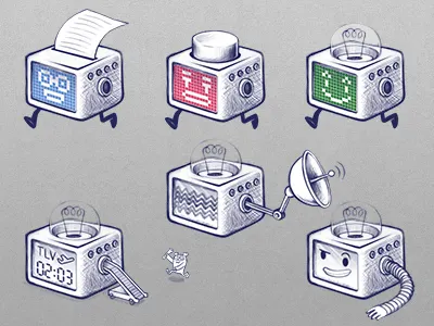 Bots character illustration sketches