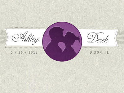 Wedding Logo logo purple ribbon script texture wedding