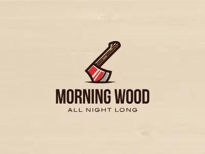 Morning Wood axe drug handle logo man morning sexual wood