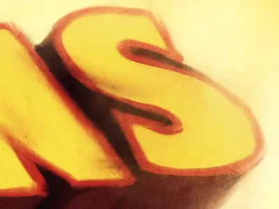 S 3d bold brush letter letters orange outline paint red texture title typo typography writing yellow