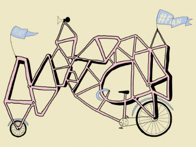 #FOAN 3 bike flag foan fuck off all nerds illustration mitch dubey print topshelf records wacom