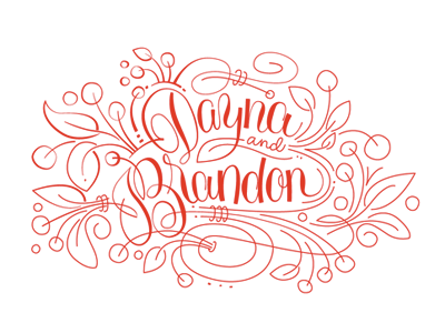 Dayna & Brandon Monogram Progress calligraphy monogram paint to pixel