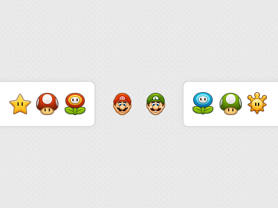 Mario Bros. 1up 32px bros fire flower ice flower icons luigi mario mushroom nintendo shine sprite star