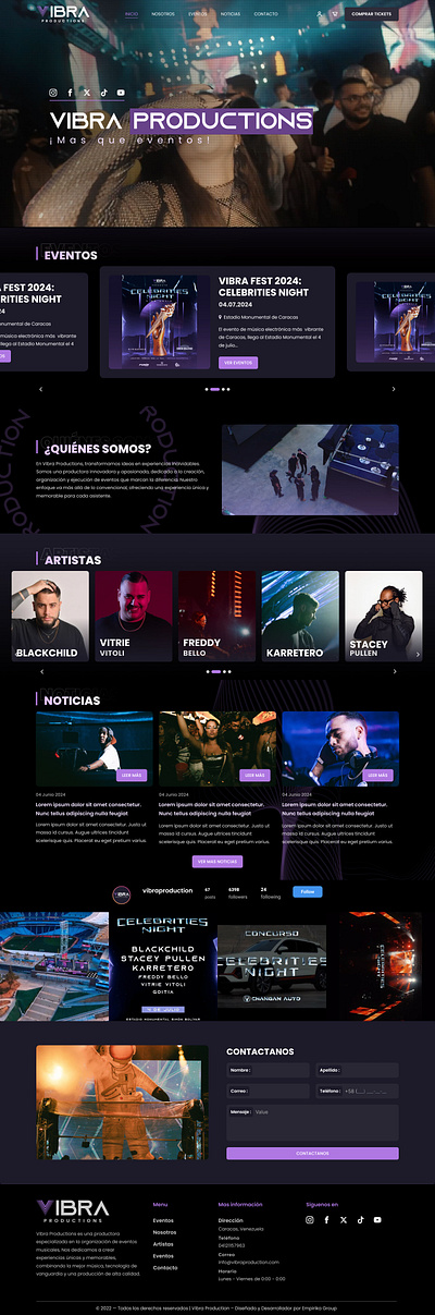 Vibra Productions | UI/UX graphic design ui