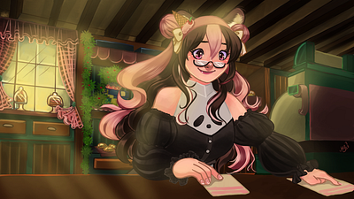 Creammy on Bakery anime commission design digitalart fanart fantasy illustration