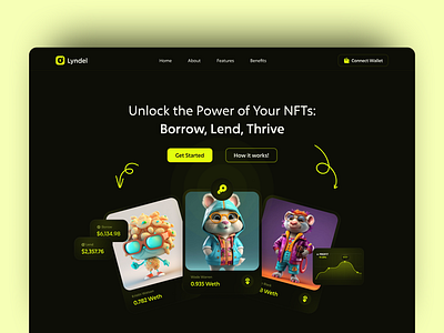 Lyndel - NFT Lending Landing Page Design tokenized assets ui