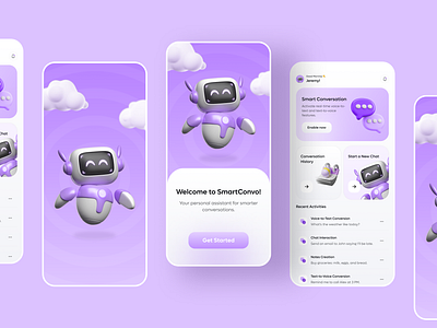 🟣 Smart Convo App Design | AI App Design landing page design