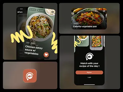 Miam | Bento 🍽✨ animation app bento bento animation branding cook app cooking app dark mode dark mode app graphic design logo recipes recipes app ui