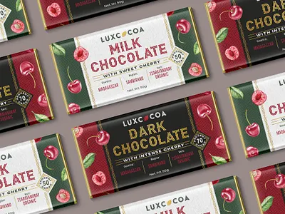 Concept for cherry chocolate label cherry chocolate cocoa dark drawing graphic design illustration label milk organic vintage