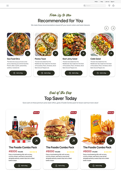 Food E-commerce Categories Section design desktop ecommerce food landingpage ui