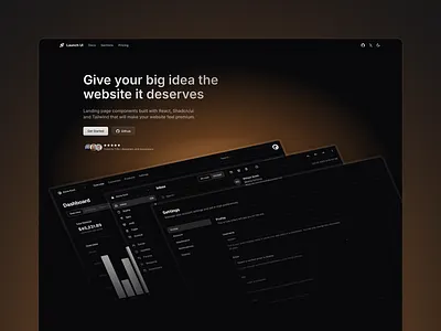 Launch UI – Landing Page animated bento grid carousel dark mode footer gradients hero landing page navbar next.js react shadcn tabs website