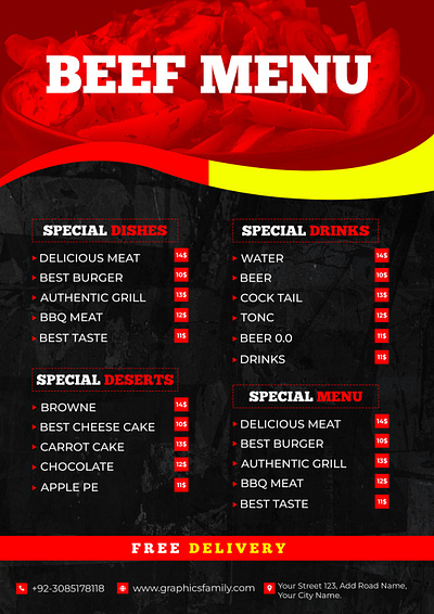 Beef Menu design graphic design product design social media post