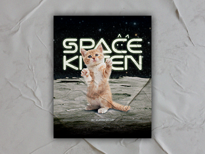 Space Kitten animal graphic design kitten poster