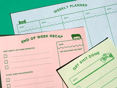 Productivity Planners for Shopify brand design brand identity brand illustration branding corporate swag daily planner design get shit done graphic design illustration logo merch planner shopify swag swag design to do list typography weekly planner